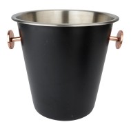 Champanheira 4,6l 20,5cm De Altura Drink Station Em Aço Inox Cor Preta Com Cobre